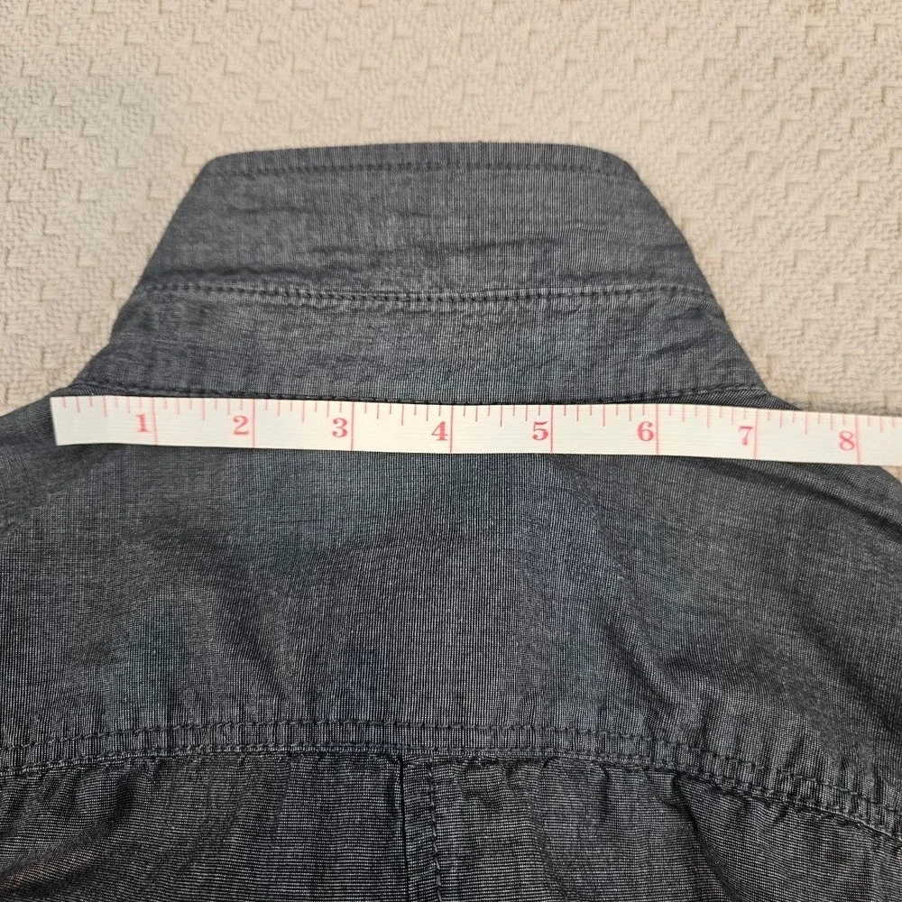 American Rag Mens XXL Gray Cotton Chambray Roll Tab Utility Button Down Shirt